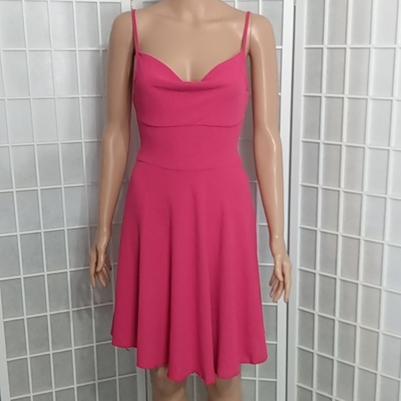 See You Monday Pink Fit & Flare Midi Dress w/ Cowl Neckline NWT - Picture 1 of 9